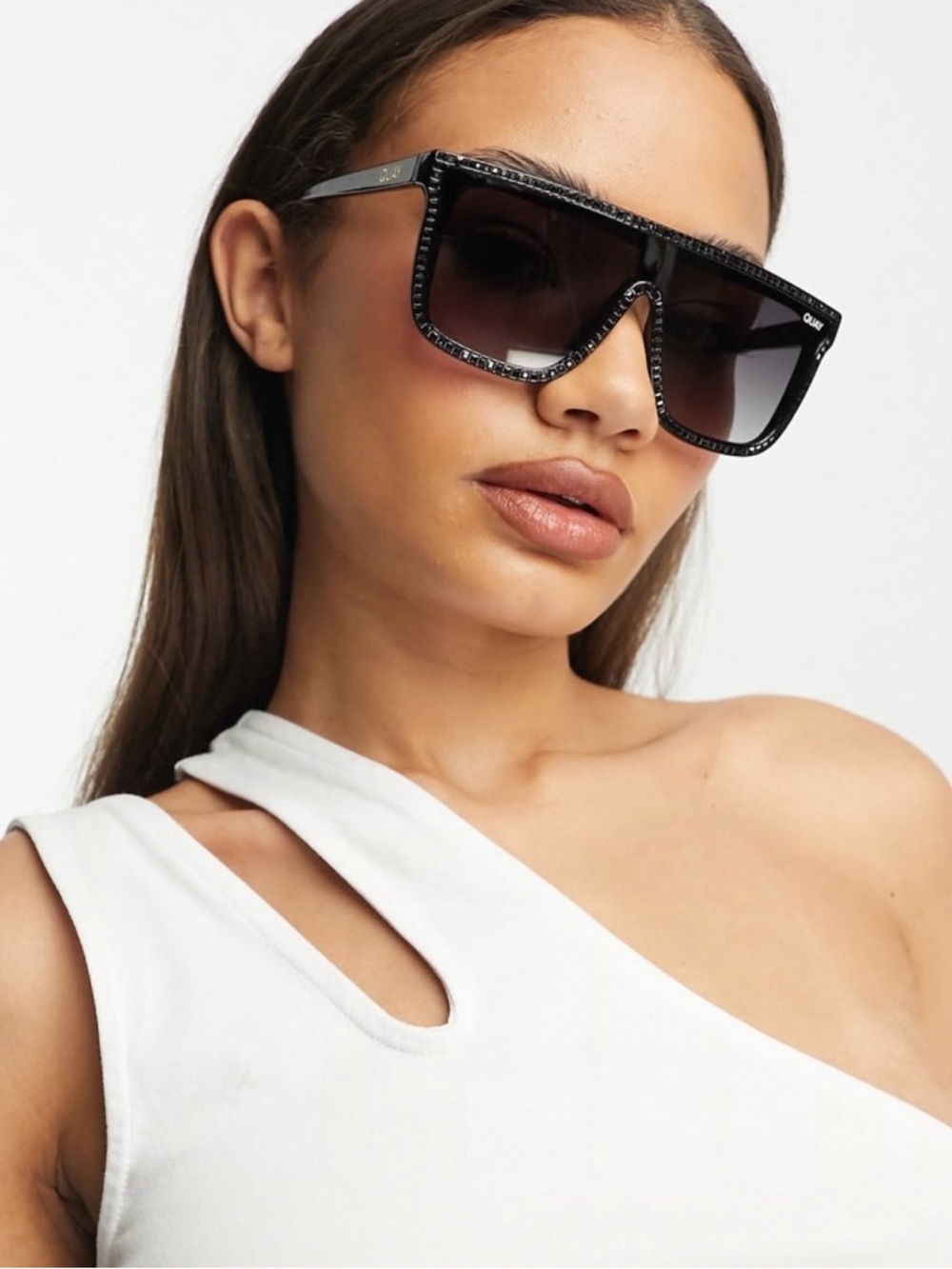 Quay Australia Nightfall Bling 1212 Square Sunglasses with Tinted Lenses